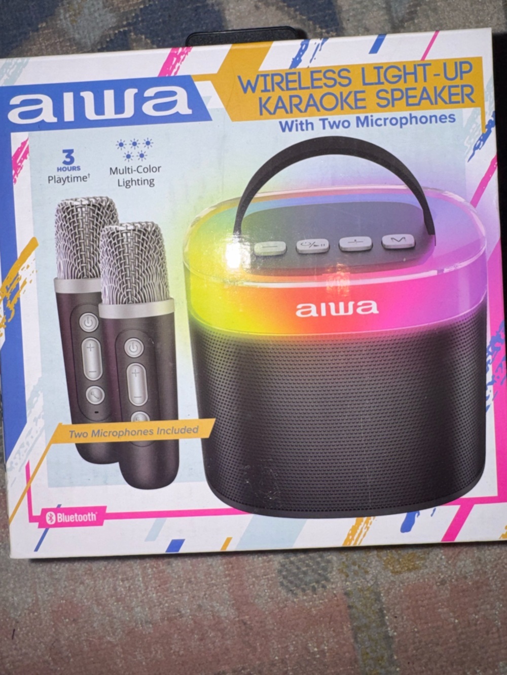 Portable Wireless Karaoke Speaker with Two Microphones - Black
